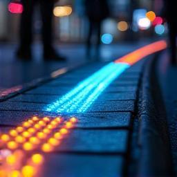 Night view of LED-lit streetscape edging
